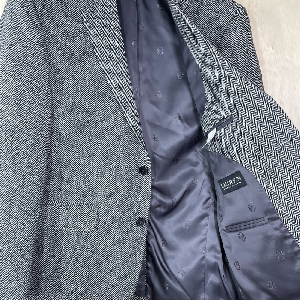 New ~ Lauren Ralph Lauren Men’s 100% Wool Herringbone Classic Fit Coat Size 38S - Picture 7 of 16